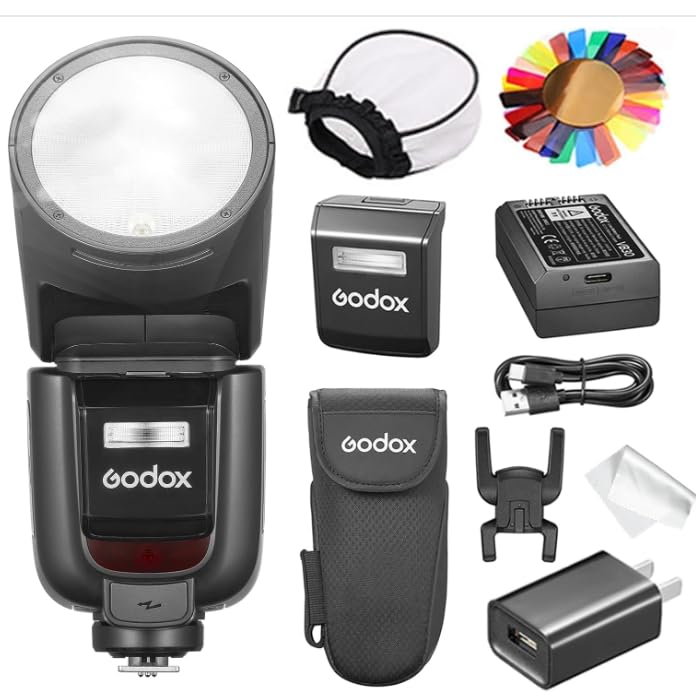 GODOX V1 Pro - Godox フラッシュ GODOX V1 PRO V1PRO V1PRO TTL ラウンドヘッド カメラフラッシュ Sony a7iii などに対応、76Ws HSS 1/8000s、2.4G ワイヤレス、1.3s リサイクルタイム、M/TTL フラッシュモード、Type-C