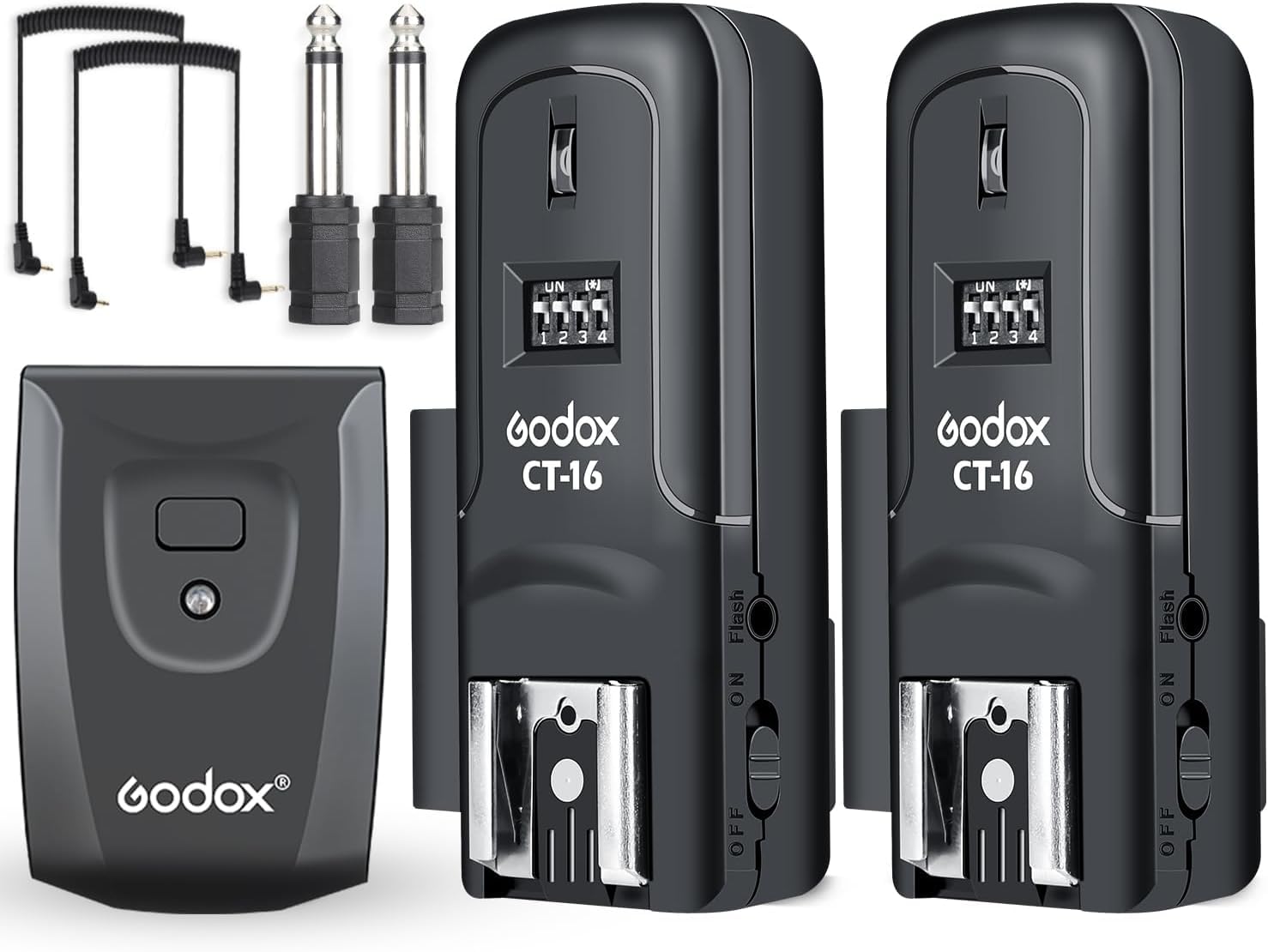 Godox CT-16 Wireless Radio Flash Trigger Receiver Kit, 16 Channel 433MHz Wireless Flash Trigger Kit (1x Transmitter+2X Receiver), Compatible with Canon Nikon Pentax DSLR Camera