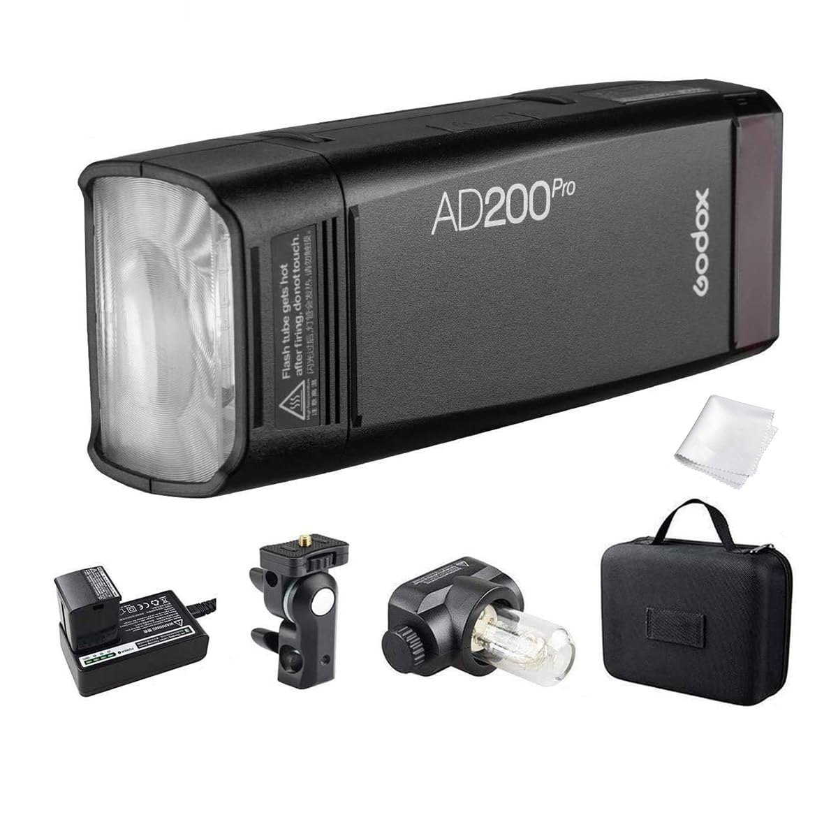 GODOX AD200 Pro AD200Pro 200Ws 2.4G フラッシュストロボモノライト、1/8000 HSS、500フルパワーフラッシュ、0.01-1.8秒リサイクル、2900mAhバッテリー、ベアバルブ/スピードライトフレネルフラッシュヘッド、軽量コンパクト