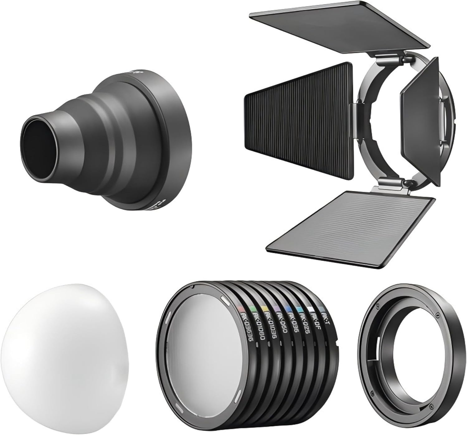 Godox Magnetic Mounting Kit,MK for MS60Bi MS60R RS60R RS60Bi LED Lights & Round-Head Flashes V100 V1 Pro AD100 Pro, Includes Barndoors, Diffusers, Snoot, Grid & Carry Bag