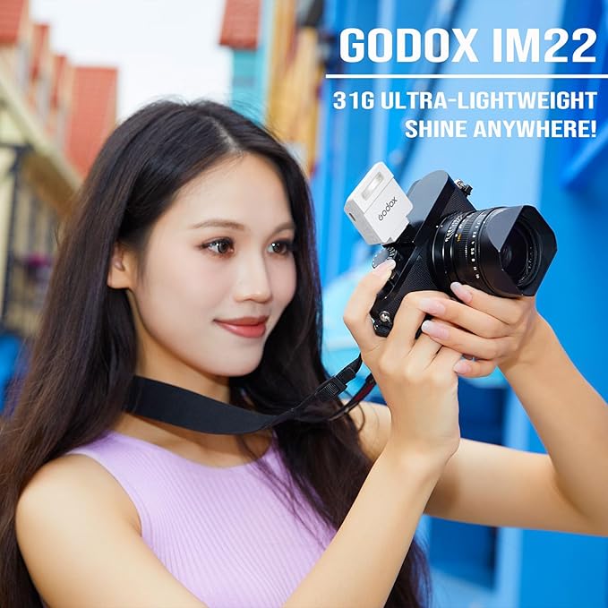 Camera Flash Godox iM22 Godox Flash - GN10/470 mAh/Type - c Charge/440 Full - Power Flashes/3s Recycle Times/5 Power Levels/Manual, Camera Flash for Sony zv1/Sony zve10/Ricoh gr3/Fujifilm f1 etc. (White) - Letwell