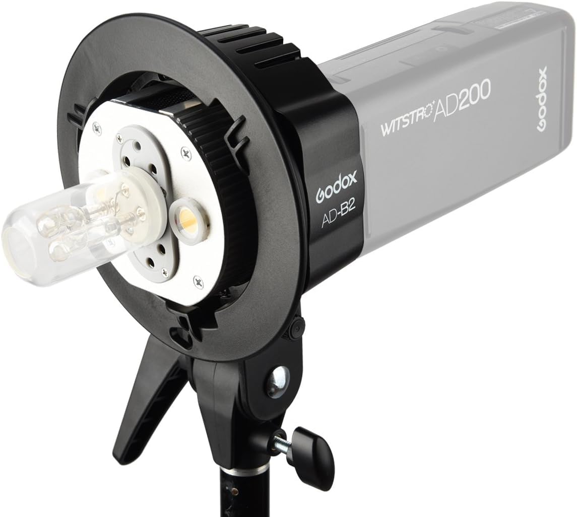 Godox AD - B2 Dual Power Twin Head Bowens Mount to Install 2 Godox AD200Pro II or AD200 Pro Pocket Flash or Flashpoint eVOLV 200 TTL Modular Strobe Light Together to Achieve 400W Power Output - Letwell