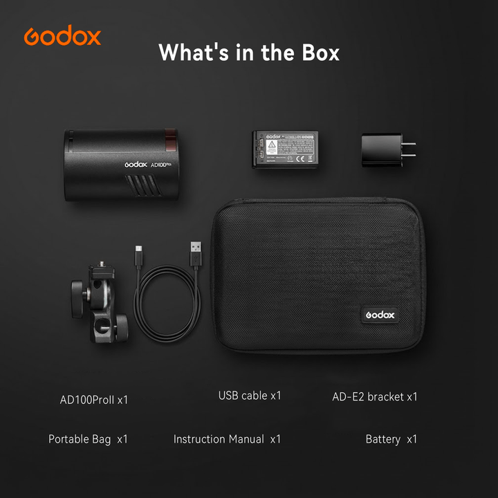 Godox AD100Pro II 100Ws Photography Flash, Compact Outdoor Strobe Light with One - Tap Sync to X3 Trigger, Color Group Indicators, 60 - 100 Continuous Full Power Flashes, and Magnetic Mount - Letwell