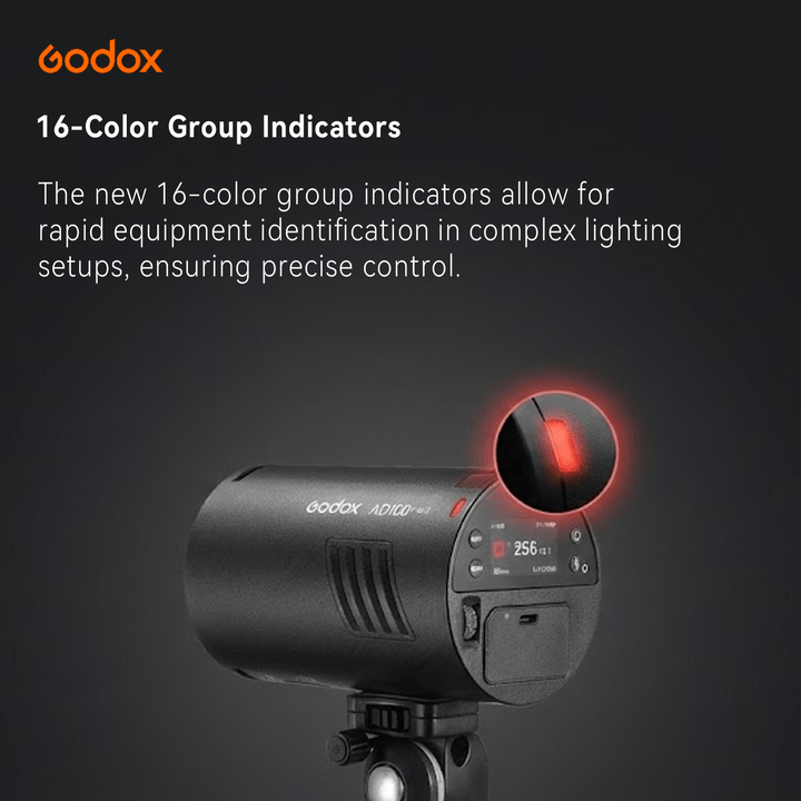 Godox AD100Pro II 100Ws Photography Flash, Compact Outdoor Strobe Light with One - Tap Sync to X3 Trigger, Color Group Indicators, 60 - 100 Continuous Full Power Flashes, and Magnetic Mount - Letwell
