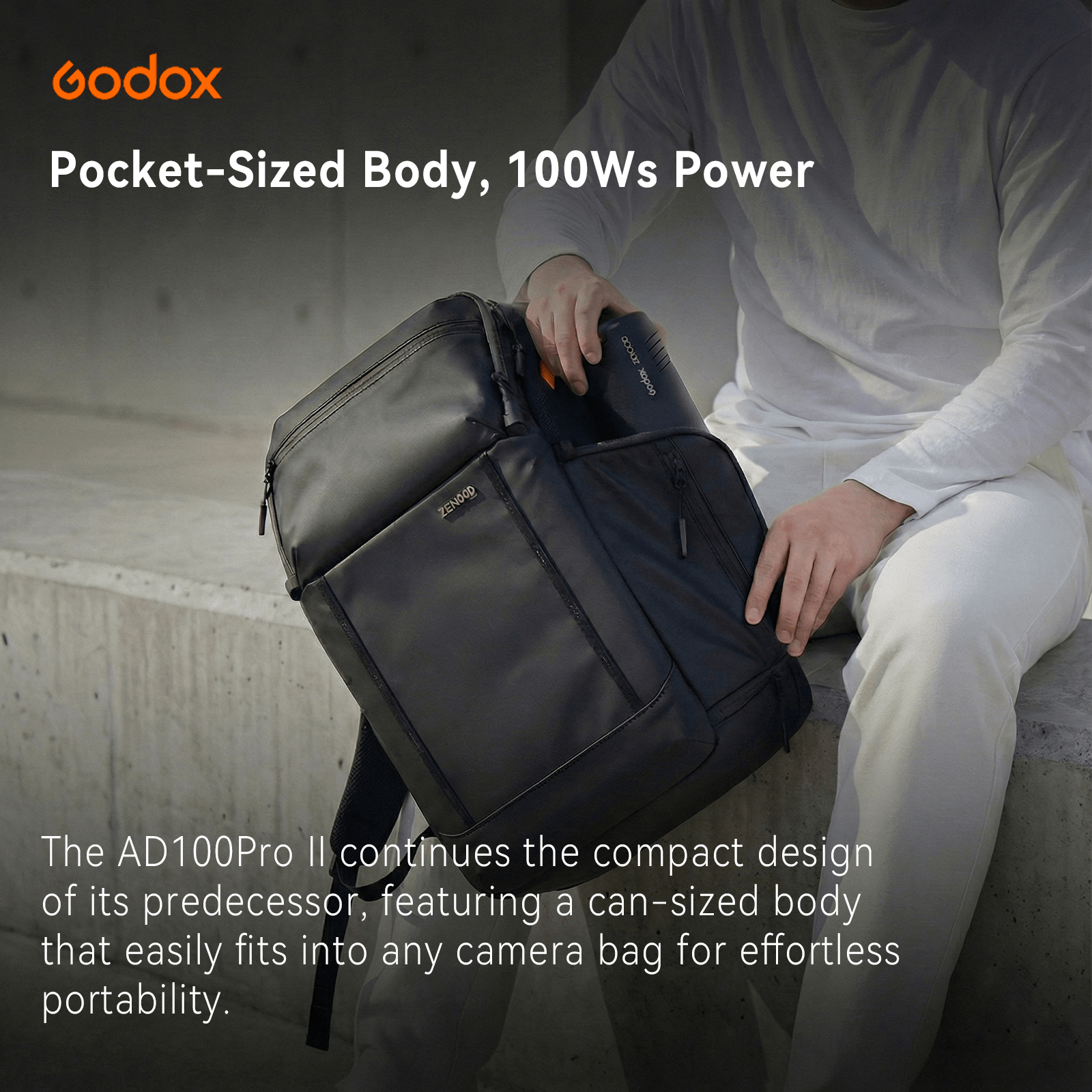 Godox AD100Pro II 100Ws Photography Flash, Compact Outdoor Strobe Light with One - Tap Sync to X3 Trigger, Color Group Indicators, 60 - 100 Continuous Full Power Flashes, and Magnetic Mount - Letwell