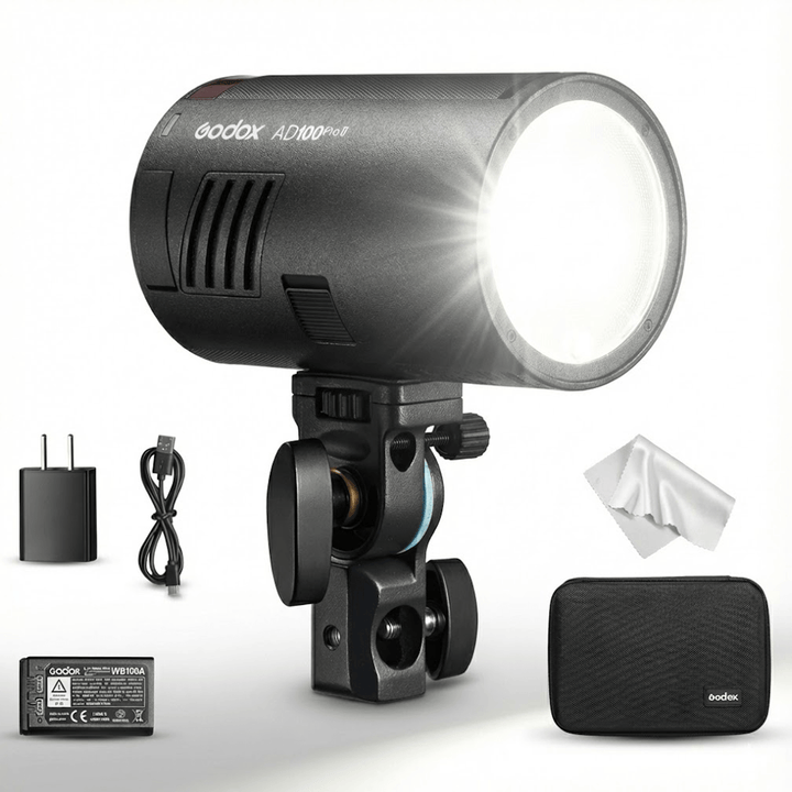 Godox AD100Pro II 100Ws Photography Flash, Compact Outdoor Strobe Light with One - Tap Sync to X3 Trigger, Color Group Indicators, 60 - 100 Continuous Full Power Flashes, and Magnetic Mount - Letwell