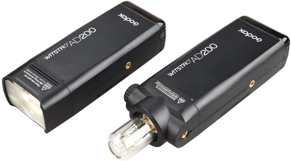 Godox AD200 200Ws 2.4G TTL Flash Strobe 1/8000 HSS Cordless Monolight with 2900mAh Lithimu Battery and Bare Bulb/Speedlite Fresnel Flash Head to Cover 500 Full Power Shots and Recycle in 0.01 - 2.1 Sec - Letwell