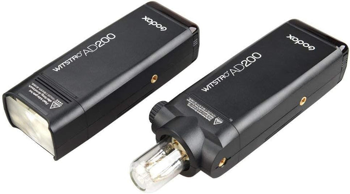 Godox AD200 200Ws 2.4G TTL Flash Strobe 1/8000 HSS Cordless Monolight with 2900mAh Lithimu Battery and Bare Bulb/Speedlite Fresnel Flash Head to Cover 500 Full Power Shots and Recycle in 0.01 - 2.1 Sec - Letwell