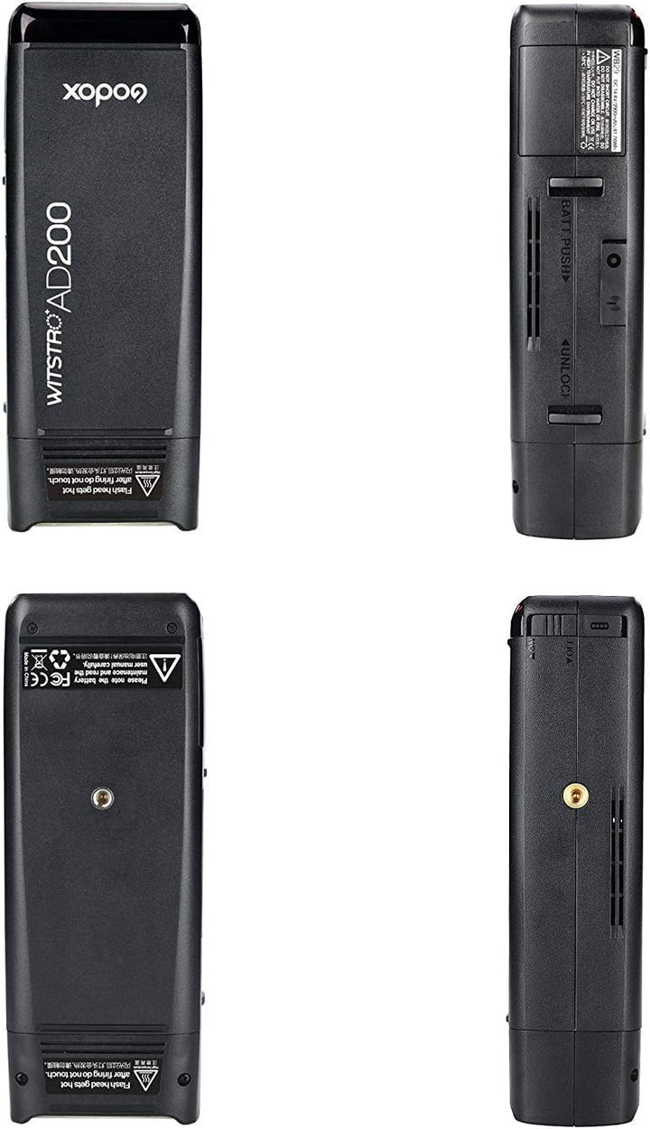 Godox AD200 200Ws 2.4G TTL Flash Strobe 1/8000 HSS Cordless Monolight with 2900mAh Lithimu Battery and Bare Bulb/Speedlite Fresnel Flash Head to Cover 500 Full Power Shots and Recycle in 0.01 - 2.1 Sec - Letwell