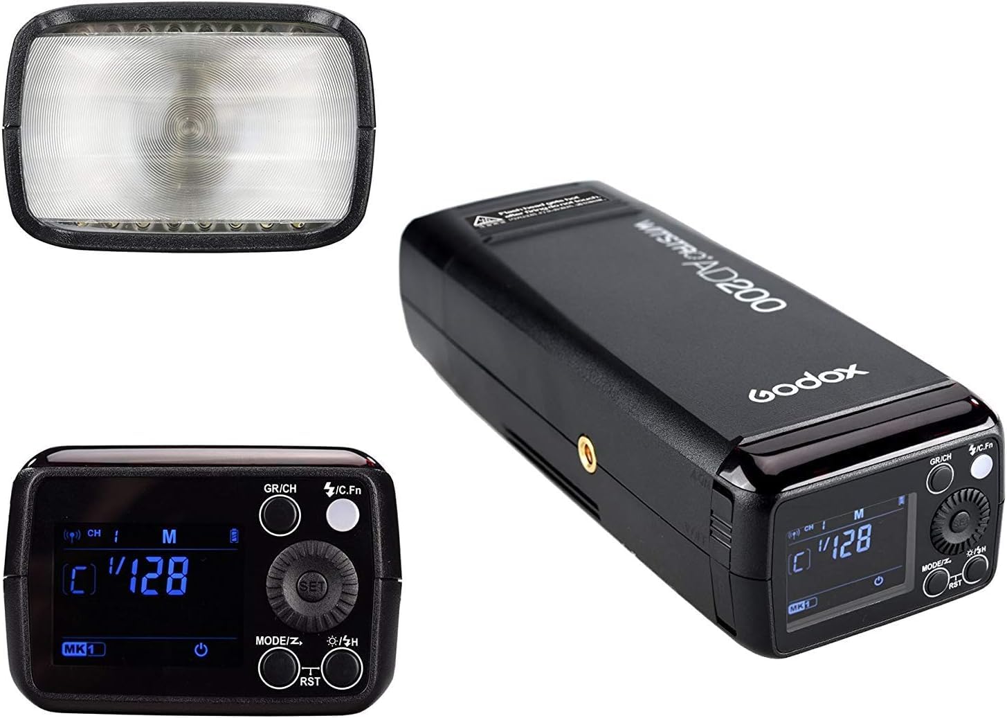 Godox AD200 200Ws 2.4G TTL Flash Strobe 1/8000 HSS Cordless Monolight with 2900mAh Lithimu Battery and Bare Bulb/Speedlite Fresnel Flash Head to Cover 500 Full Power Shots and Recycle in 0.01 - 2.1 Sec - Letwell