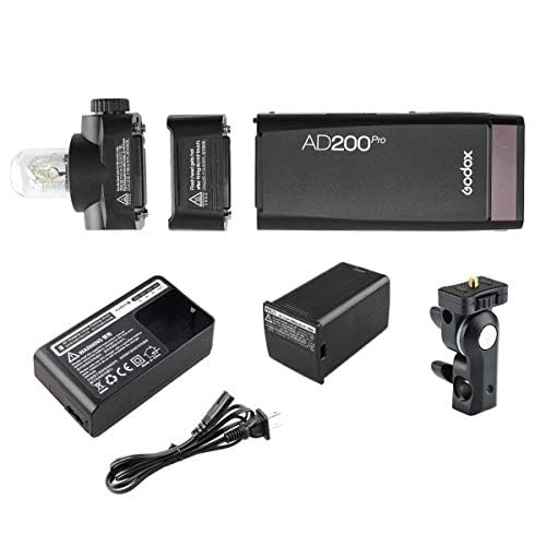 GODOX AD200 Pro AD200Pro 200Ws 2.4G Flash Strobe Monolight, 1/8000 HSS, 500 Full Power Flashes, 0.01 - 1.8s Recycling, 2900mAh Battery, Bare Bulb/Speedlite Fresnel Flash Head, Lightweight Compact - Letwell