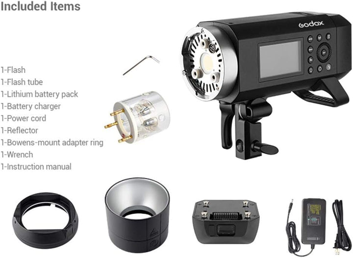 Godox AD400 Pro AD400Pro 400ws GN72 TTL Battery - Powered Monolight, 1/8000 HSS Outdoor Flash Strobe Light, Built - in Godox 2.4G System, 390 Full Power Pops, 0.01 - 1s Recycle Time, 30w LED Modeling Lamp - Letwell