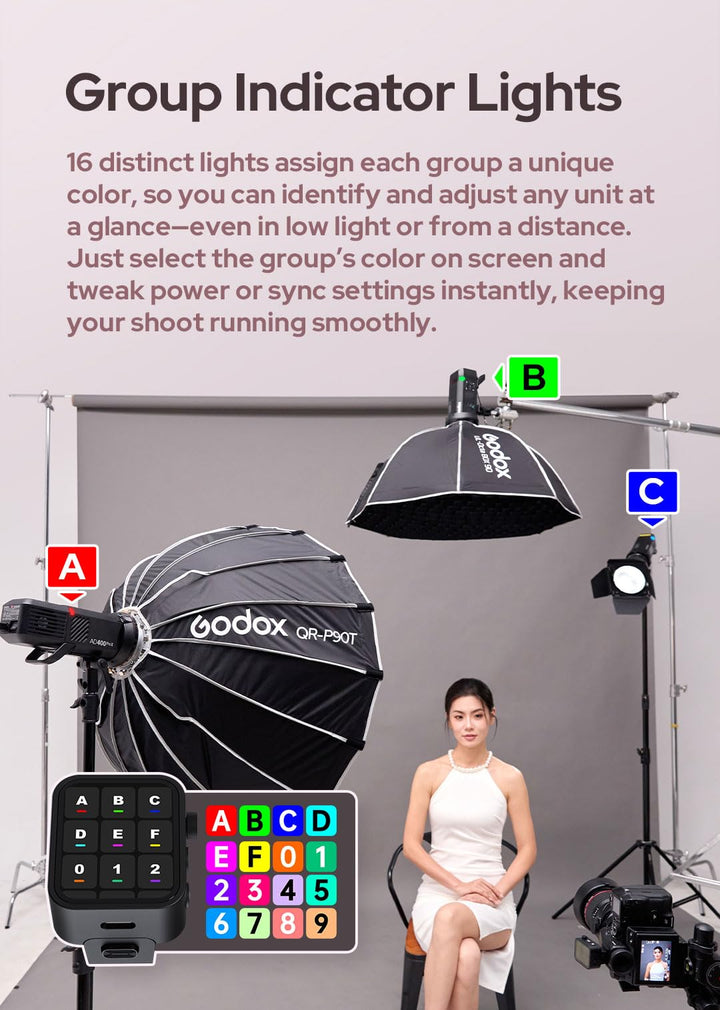 Godox AD400 Pro II AD400Pro II AD400ProII Flash, GN72 One - Tap Sync with X3/30W Bi - Color Modeling Lamp/Color Screen/16 Color Groups Indicator/Freeze Mode/460 Flashes/1/512~1/1 (with ± 0.1 Increment) - Letwell