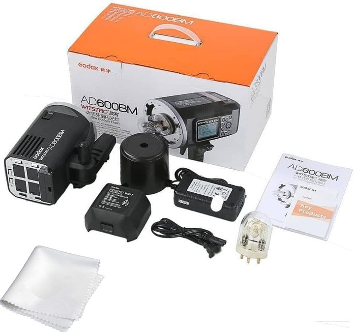 Godox AD600BM Bowens Mount 600Ws GN87 HSS Outdoor Flash Strobe Light with 2.4G Wireless X System, 8700mAh Battery to Provide 500 Full Power Flashes Recycle in 0.01 - 2.5 Second, W/Cleaning Cloth - Letwell