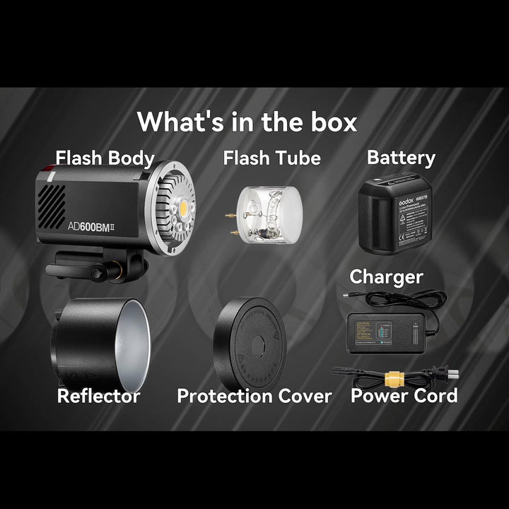 Godox AD600BM II AD600 BM II AD600BMII Flash, 0.01 - 1.9s Recycle/One - Tap Sync with X3/GN87 40W Modelling Led/16 Color Group Indicators/Flash Duration 1/220 - 1/11760s/Power Range from 1/1 to 1/512 - Letwell