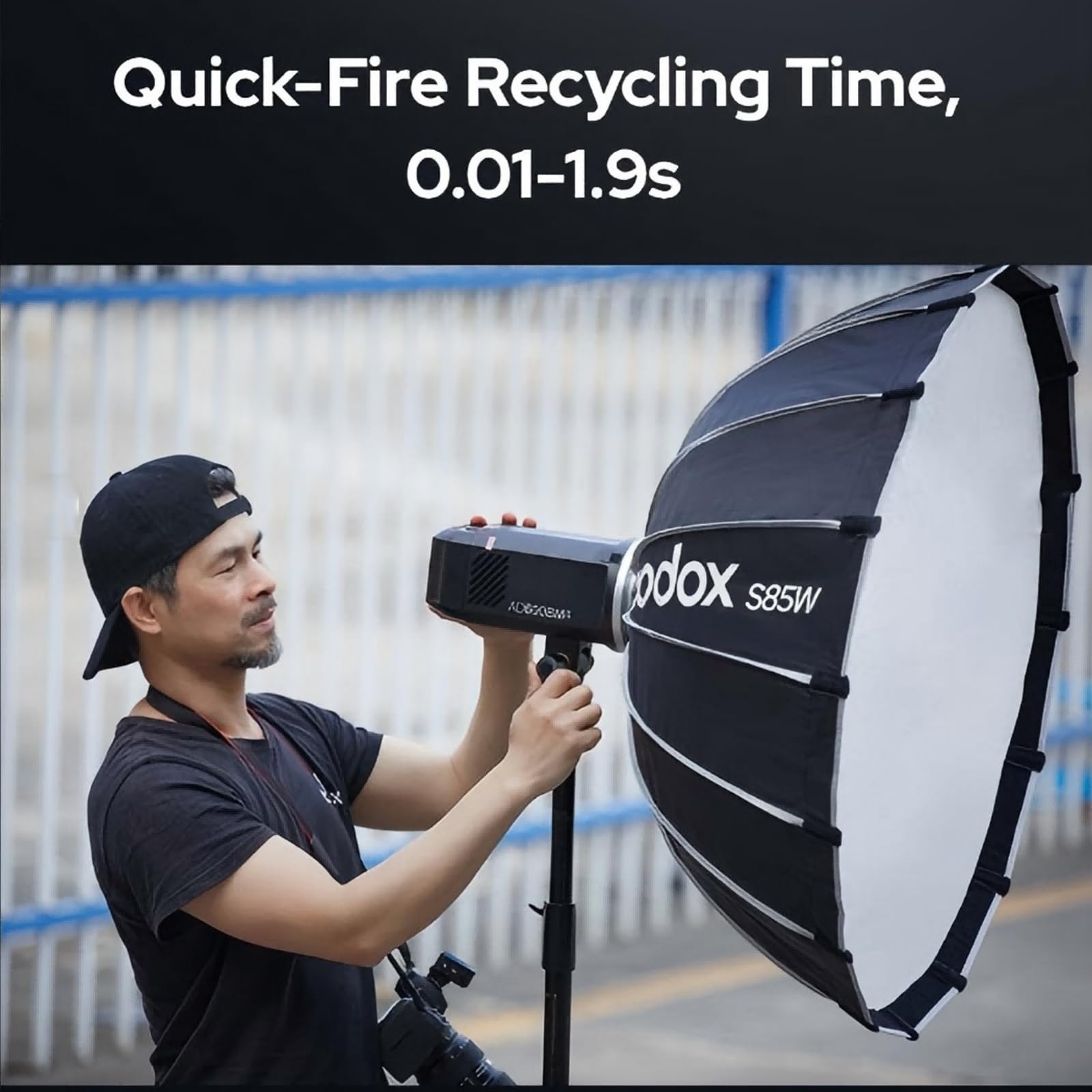 Godox AD600BM II AD600 BM II AD600BMII Flash, 0.01 - 1.9s Recycle/One - Tap Sync with X3/GN87 40W Modelling Led/16 Color Group Indicators/Flash Duration 1/220 - 1/11760s/Power Range from 1/1 to 1/512 - Letwell