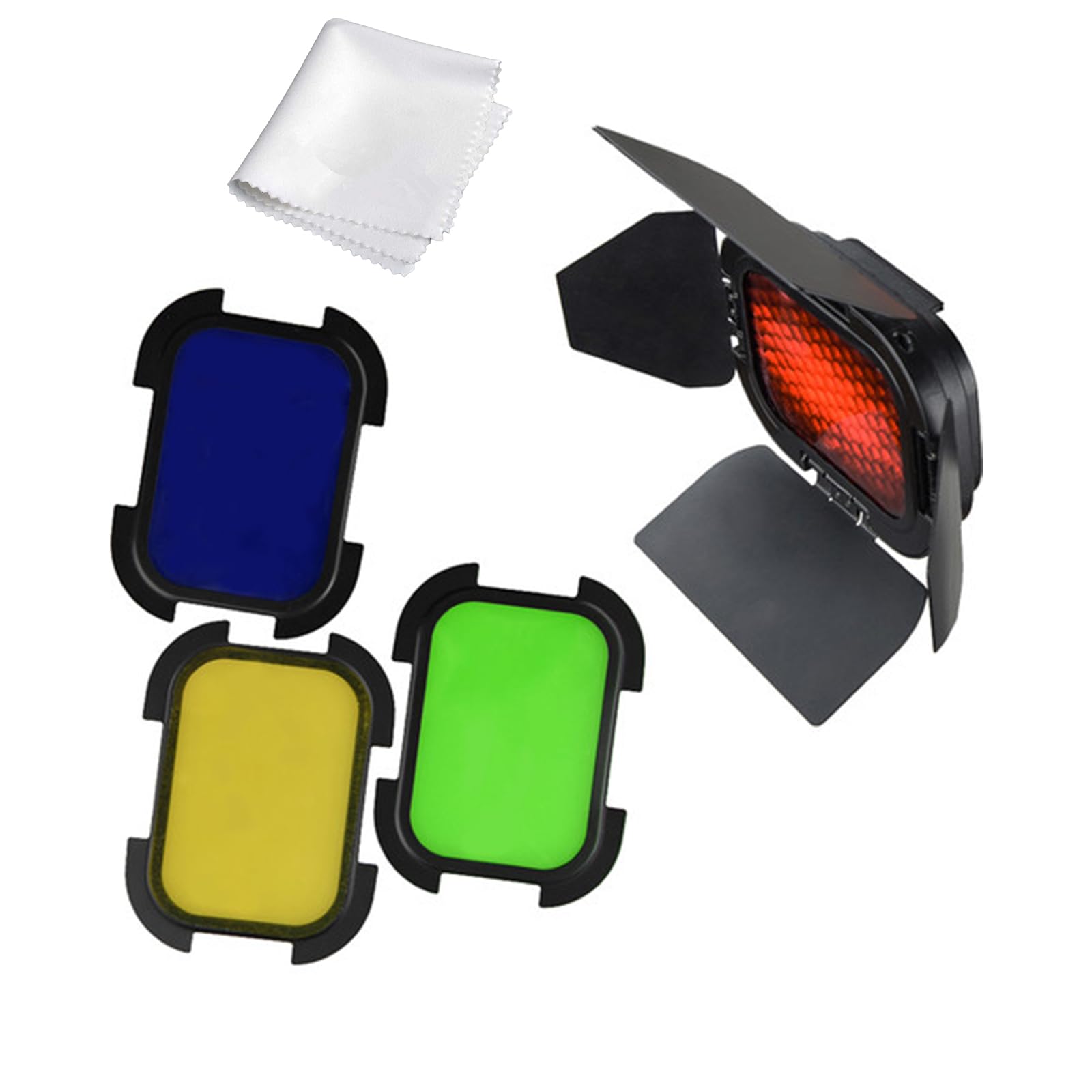 Godox BD - 07 Barn Door with Detachable Honeycomb Grid and 4 Color Filters Compatible for Godox AD200 AD200Pro AD200Pro II AD200 Pro II Pocket Speedlite Flash Head - Letwell