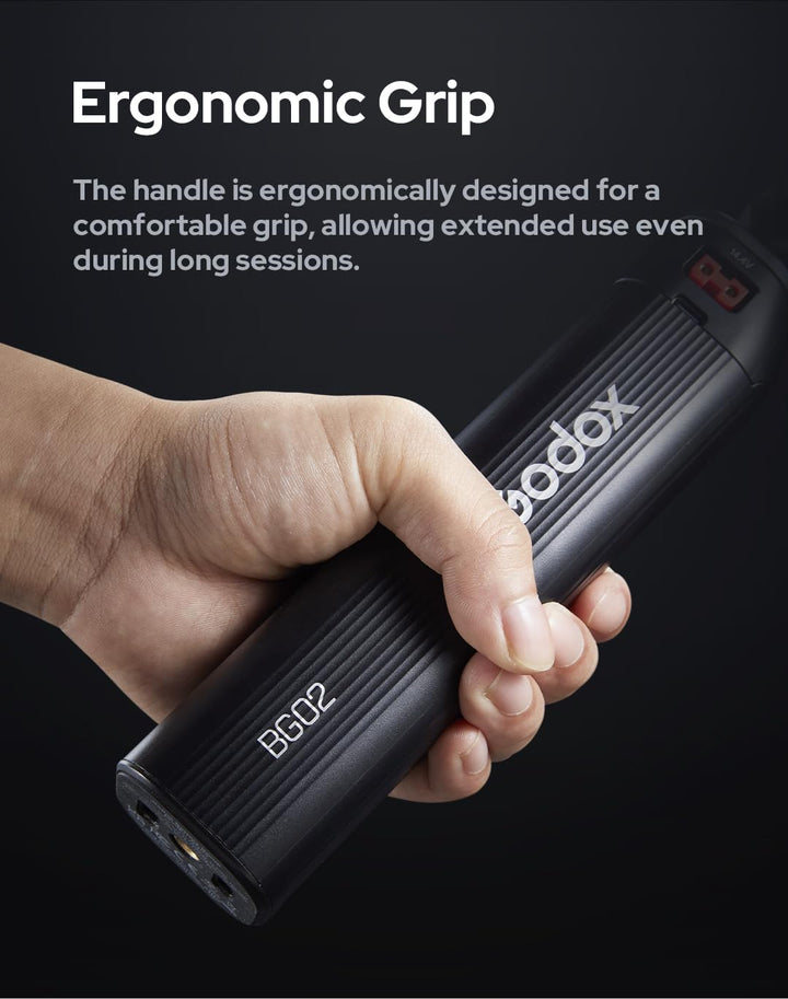 Godox BG02 Battery Grip, 14.4V 6600mAh 95.04Wh Handgrip for AD200 AD200Pro II AD300Pro Camera Flash, forGodox ML100BI,ML60BI ML100R LED Video Light, with D - Tap and USB - C Cable for Flash and LED Light - Letwell