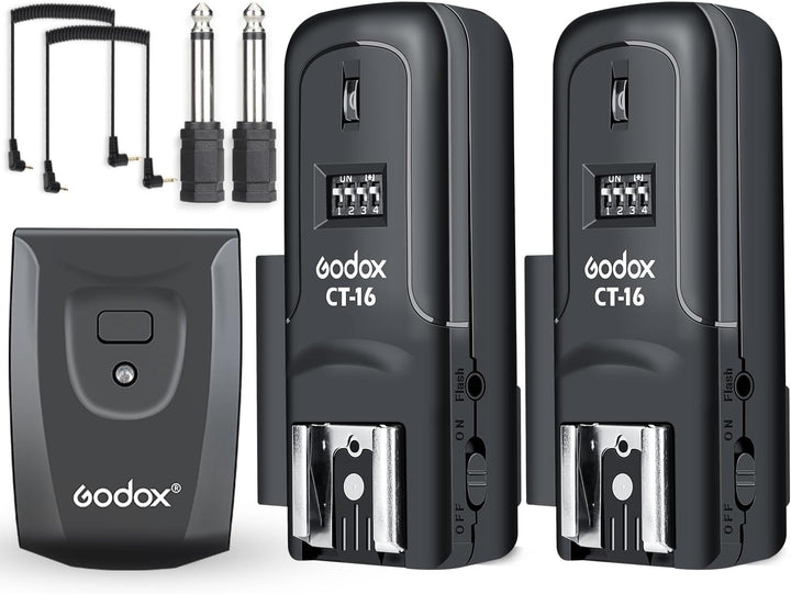 Godox CT - 16 Wireless Radio Flash Trigger Receiver Kit, 16 Channel 433MHz Wireless Flash Trigger Kit (1x Transmitter+2X Receiver), Compatible with Canon Nikon Pentax DSLR Camera - Letwell