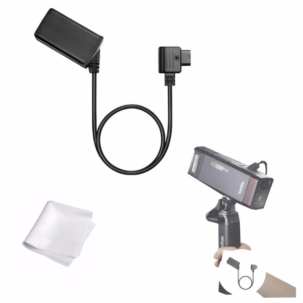 Godox DT - WB29 Dummy Battery Power Cable for AD200Pro II/AD200Pro/AD300Pro (12V - 16.8V), V - Mount/DTAP Power Solution (Replaces WB29B, Fits Godox BG - 02 Handle Grip) - Letwell