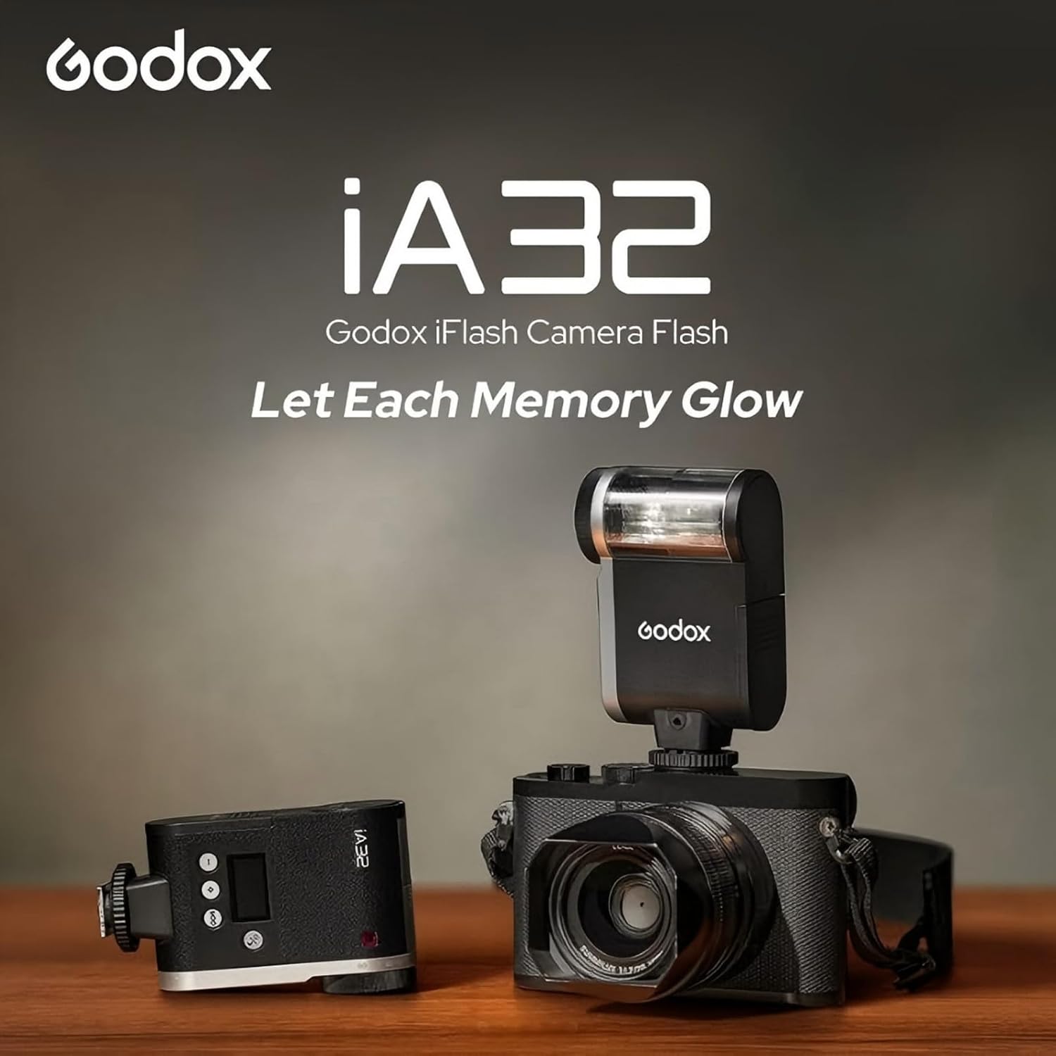 Godox Flash Godox iA32 Mini Camera Flash - Automatic Flash GN 15, 8 Power Levels/2.5sRecycle/490 Flash Times/Auto/Manual Modes,Mini Flash forCanon/Nikon/Sony/FujiCameras(Not Compatible for Sony ZV - 1F) - Letwell