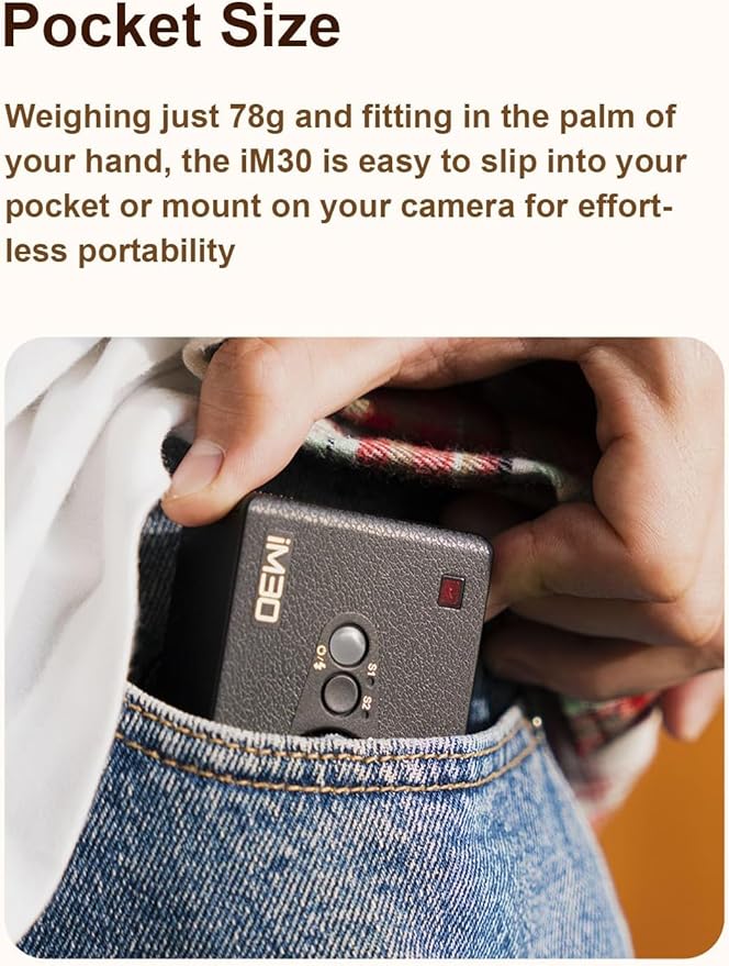 Godox Flash Godox iM30 Mini Flash - Camera Flash GN 15, 7 Power Levels, IM 30 Mini Manual Flash for Canon/Sony zv1/Sony zve10 /Ricoh gr3/Fuji f1 - 230 Full - Power Flashes/6500K±200K/3.6S Recycle - Letwell