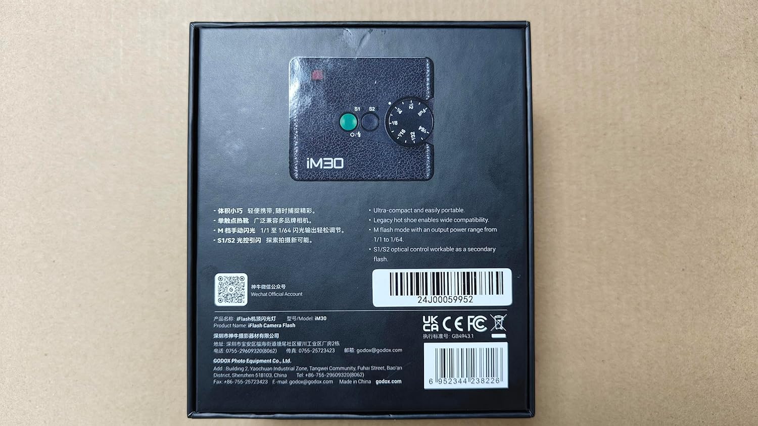 Godox Flash Godox iM30 Mini Flash - Camera Flash GN 15, 7 Power Levels, IM 30 Mini Manual Flash for Canon/Sony zv1/Sony zve10 /Ricoh gr3/Fuji f1 - 230 Full - Power Flashes/6500K±200K/3.6S Recycle - Letwell