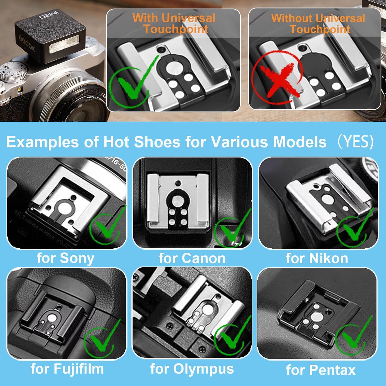 Godox iM20 Camera Flash - USB C Charging/5 Levels/470 mAh Built - in Battery/GN10/440 Full - Power Flashes/3s Recycle Times/Manual Godox Flash for Sony zv1/Sony zve10/etc. NOT for ZV - 1F - Letwell