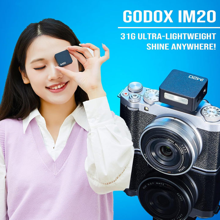 Godox iM20 Camera Flash - USB C Charging/5 Levels/470 mAh Built - in Battery/GN10/440 Full - Power Flashes/3s Recycle Times/Manual Godox Flash for Sony zv1/Sony zve10/etc. NOT for ZV - 1F - Letwell