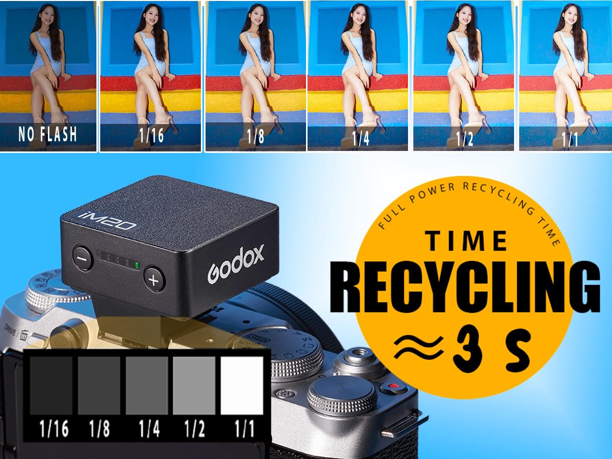 Godox iM20 with Diffuser Godox Flash USB - C Charging, Camera Flash GN 12, with 5 Levels Flash Power, 440 Full - Power Flashes Mini Flash for Sony zv1/Sony zve10 /Ricoh gr3/Fuji f1【not for ZV - 1F】 - Letwell