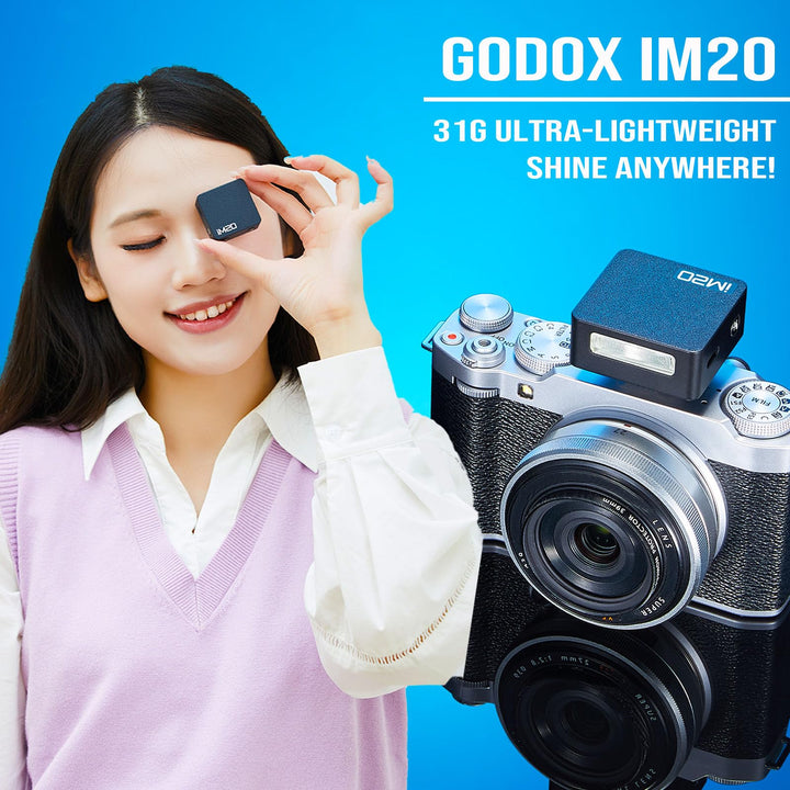 Godox iM20 with Diffuser Godox Flash USB - C Charging, Camera Flash GN 12, with 5 Levels Flash Power, 440 Full - Power Flashes Mini Flash for Sony zv1/Sony zve10 /Ricoh gr3/Fuji f1【not for ZV - 1F】 - Letwell