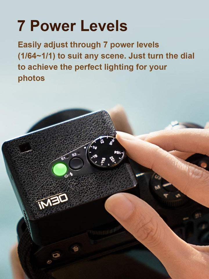 GODOX IM30 Mini Flash with FS - R Riser GN15 S1/S2 - Camera Flash GN 15, 7 Power Levels, IM30 Mini Manual Flash for Sony zv1/Sony zve10/Ricoh gr3/Fuji f1 - 230/Canon 6500K±200K/3.6S Recycle - Letwell