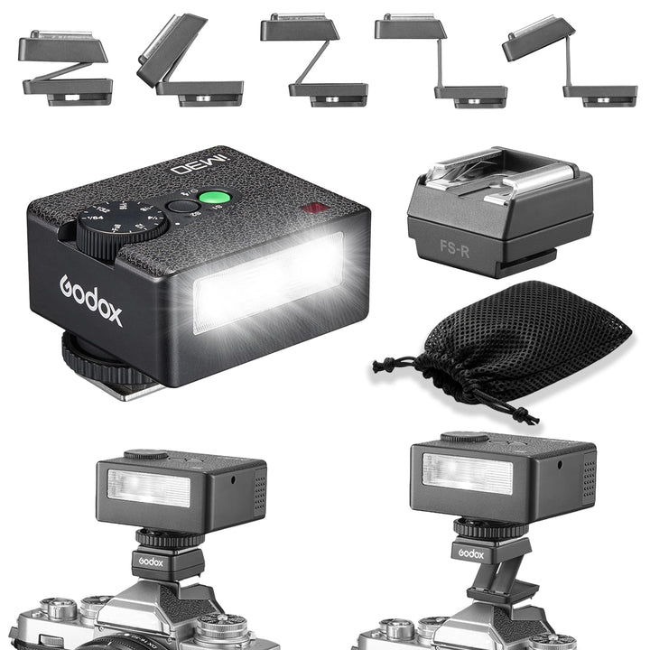 GODOX IM30 Mini Flash with FS - R Riser GN15 S1/S2 - Camera Flash GN 15, 7 Power Levels, IM30 Mini Manual Flash for Sony zv1/Sony zve10/Ricoh gr3/Fuji f1 - 230/Canon 6500K±200K/3.6S Recycle - Letwell