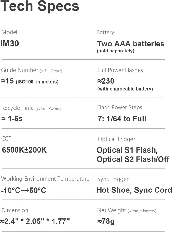Godox iM30 with Diffuser Godox Mini Flash - Camera Flash GN 15, 7 Power Levels, Manual Flash for Canon/Sony zv1/Sony zve10 /Ricoh gr3/Nikon/Fuji f1 - 230 Full - Power Flashes/6500K±200K/3.6S Recycle - Letwell