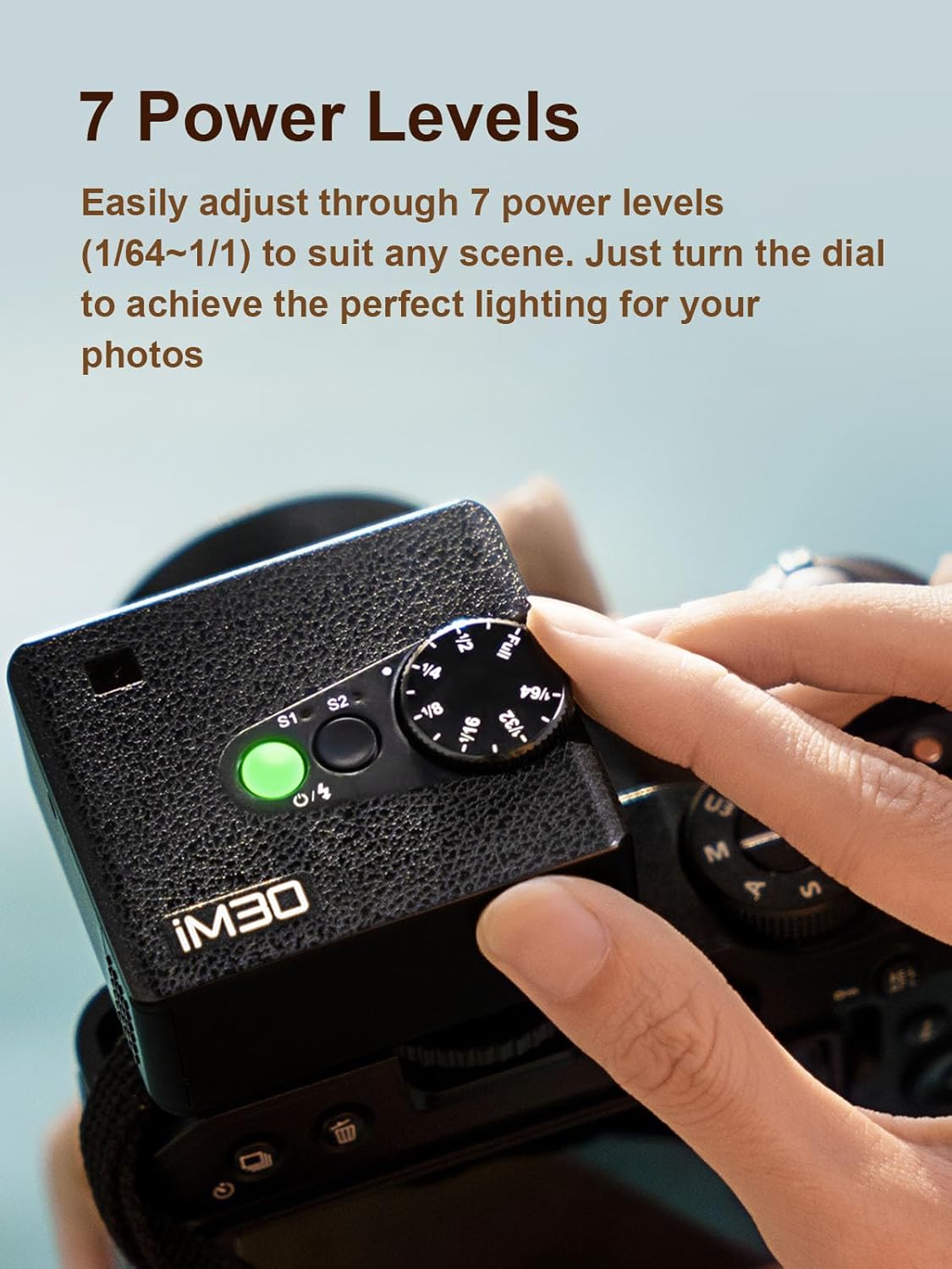 Godox iM30 with Diffuser Godox Mini Flash - Camera Flash GN 15, 7 Power Levels, Manual Flash for Canon/Sony zv1/Sony zve10 /Ricoh gr3/Nikon/Fuji f1 - 230 Full - Power Flashes/6500K±200K/3.6S Recycle - Letwell