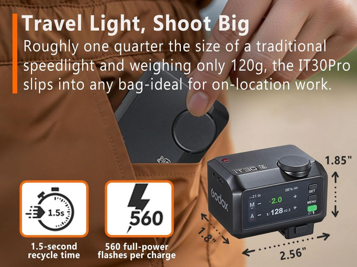 GODOX iT30pro s for Sony with GodoX TR - S Hotshoe Riser TR S & Diffuser - IT30 Pro for Sony iT30 PRO TTL Flash, Wireless Master & Receiver, HSS 1/8000 Second, 2.4G Wireless, Touchscreen - Letwell