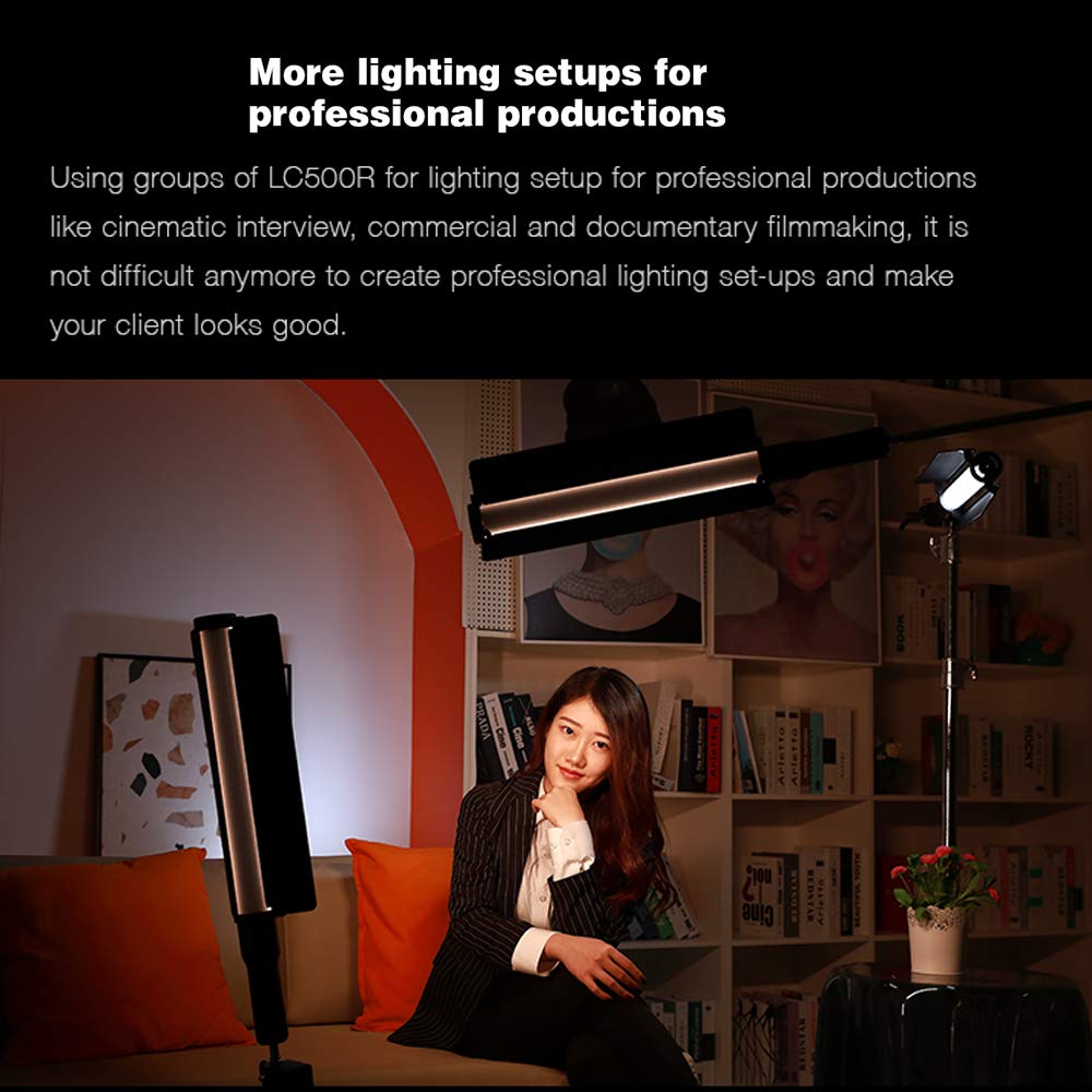 Godox LC500R RGB LED Light Stick, 2500K - 8500K Adjustable, 360° Full Color, 14 FX Lighting Effects, CRI 96 TLC I98 Accurate Color, 0 - 100% Dimmable, Creative Music Mode - Letwell