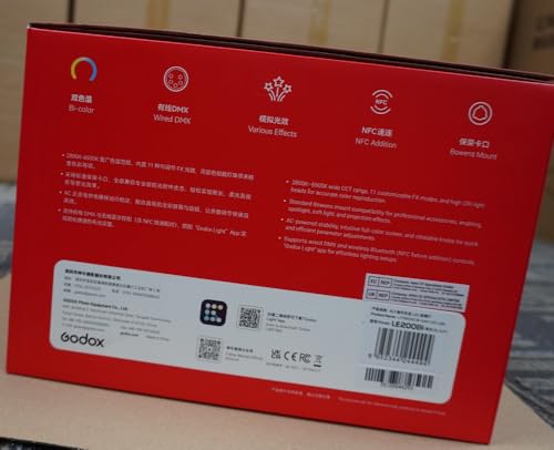Godox LE200Bi Bi - Color LED Light, 220W GODOX Light All Metal Body,CRI/TLCI98+, CCT 2800K - 6500K/11 FX Effects/Bowens Mount/Whisper - Quiet Fan, App/DMX/NFC/CRMX Control, for Video, Streaming & Studio - Letwell