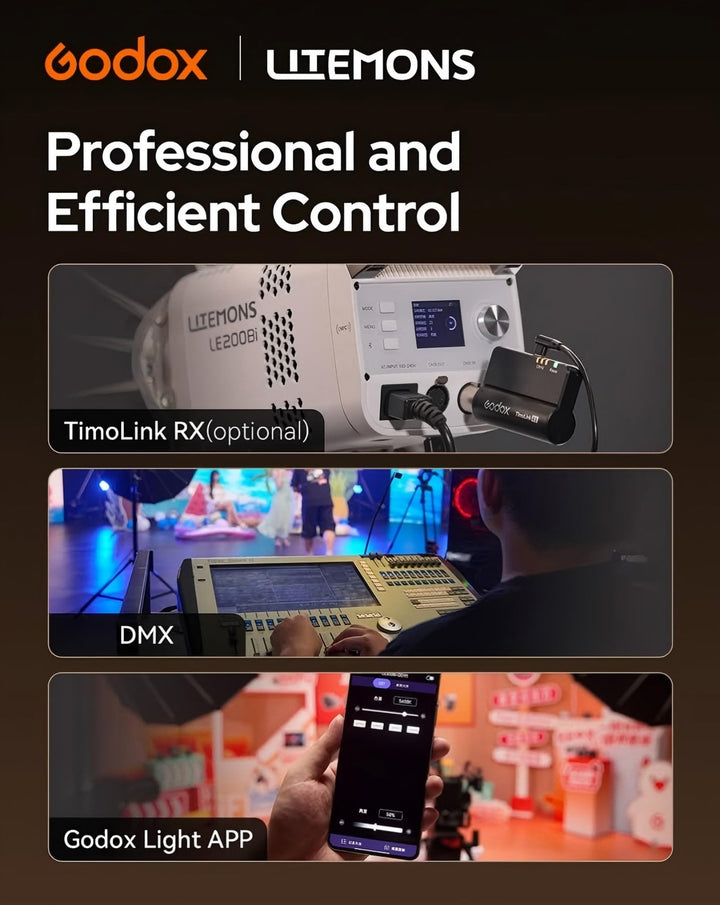 Godox LE300Bi Bi - Color LED Light, 320W GODOX Light All Metal Body,CRI/TLCI98+, CCT 2800K - 6500K/11 FX Effects/Bowens Mount/Whisper - Quiet Fan, App/DMX/NFC/CRMX Control, for Video, Streaming & Studio - Letwell