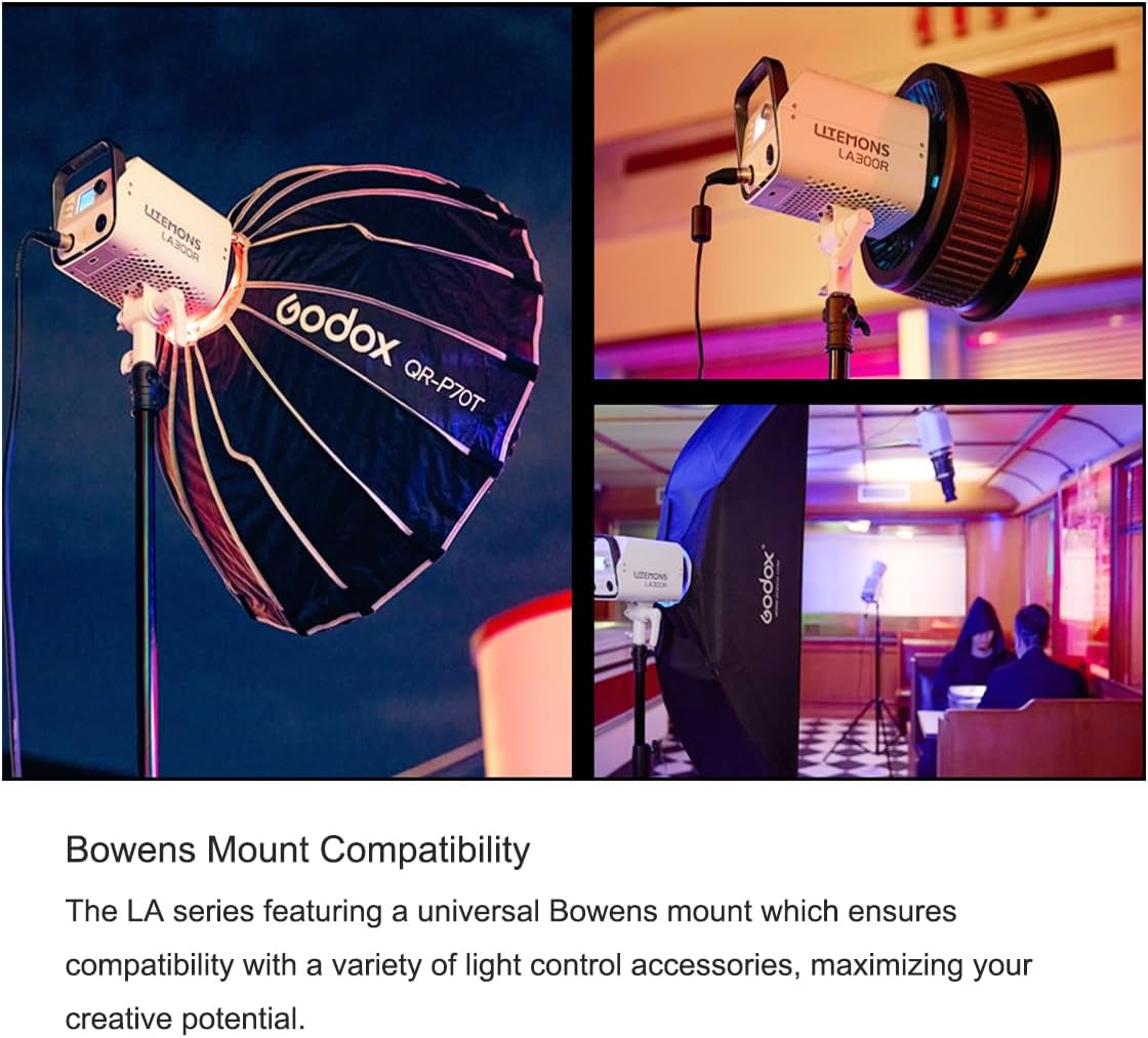 Godox Litemons LA200R K1 RGB COB LED Video Light,1800 - 10,000K CCT CRI 95+ TLCI 94+, 14 Lighting Effects,Bowens Mount, with G/M Adjustment,Onboard & App Control, NFC Connection,for Live Streaming - Letwell