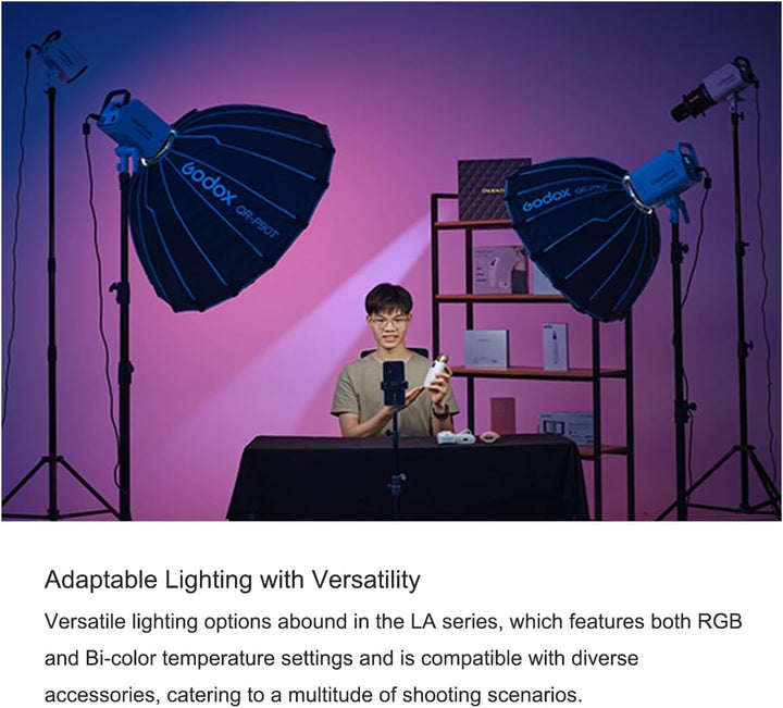 Godox Litemons LA200R K1 RGB COB LED Video Light,1800 - 10,000K CCT CRI 95+ TLCI 94+, 14 Lighting Effects,Bowens Mount, with G/M Adjustment,Onboard & App Control, NFC Connection,for Live Streaming - Letwell