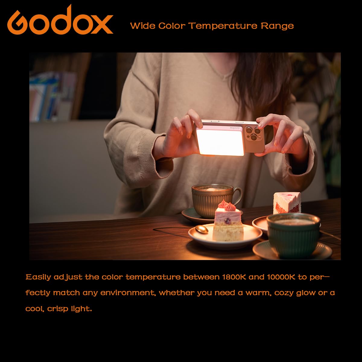 Godox MA5R Full - Color LED Light, Magnetic Charging Selfie Light CRI95 TLCI97, CCT 1800K - 10000K,14 Fx Modes,HSI Adjustment,NFC/Bluetooth Connectivity,GM Adjust, 0% - 100% Adjust, forYouTube/TikTok etc. - Letwell