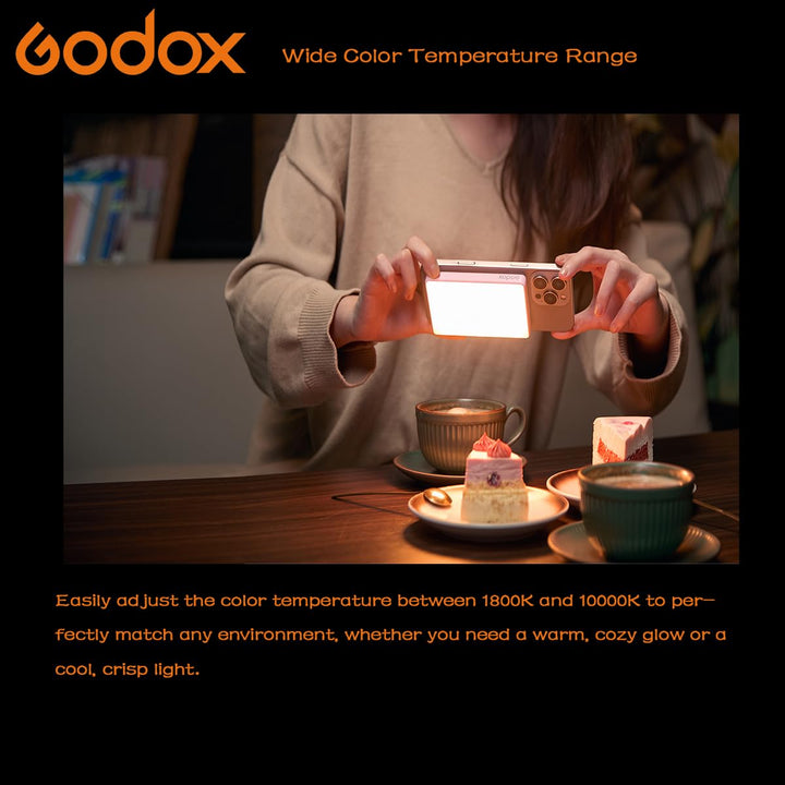 Godox MA5R Full - Color LED Light, Magnetic Charging Selfie Light CRI95 TLCI97, CCT 1800K - 10000K,14 Fx Modes,HSI Adjustment,NFC/Bluetooth Connectivity,GM Adjust, 0% - 100% Adjust, forYouTube/TikTok etc. - Letwell