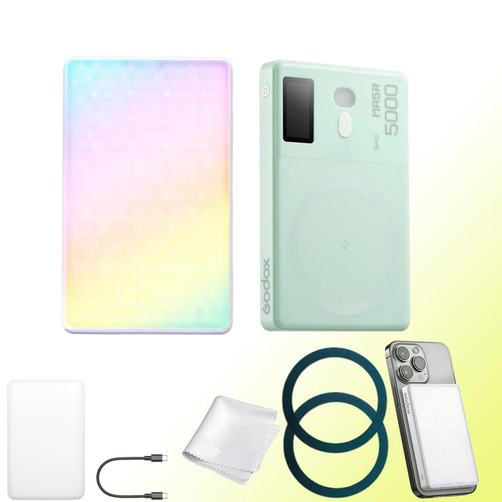 Godox MA5R Full - Color LED Light, Magnetic Charging Selfie Light CRI95 TLCI97, CCT 1800K - 10000K,14 Fx Modes,HSI Adjustment,NFC/Bluetooth Connectivity,GM Adjust, 0% - 100% Adjust, forYouTube/TikTok etc. - Letwell