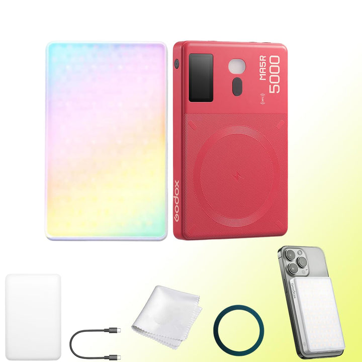 Godox MA5R Full - Color LED Light, Magnetic Charging Selfie Light CRI95 TLCI97, CCT 1800K - 10000K,14 Fx Modes,HSI Adjustment,NFC/Bluetooth Connectivity,GM Adjust, 0% - 100% Adjust, forYouTube/TikTok etc. - Letwell