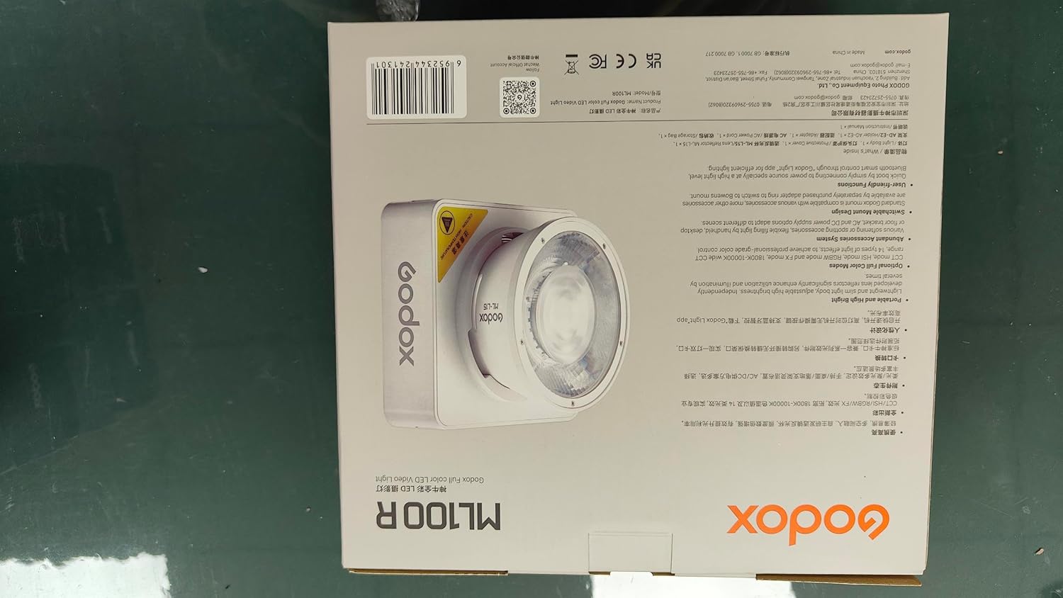 Godox ML100R 110W RGB LED Video Light, with Interchangeable 15° Reflector/1800 - 10000K CCT/14 Cinematic FX Effects/Multiple Power Options/Supports App Control,for Filming/Live Streaming etc. - Letwell