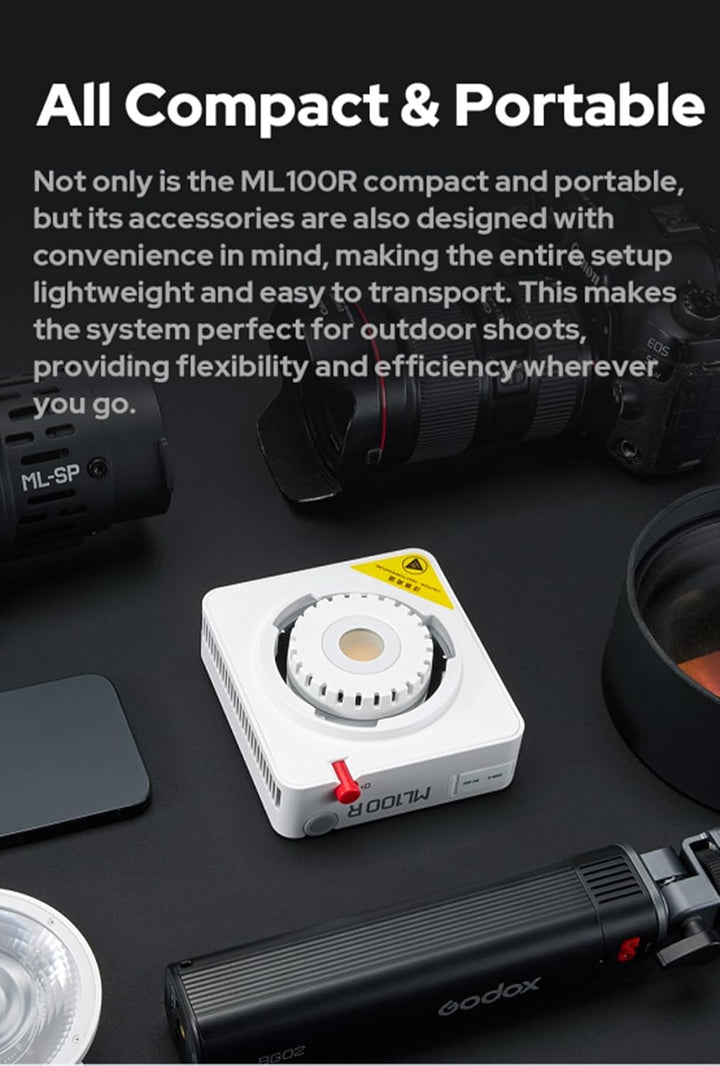 Godox ML100R 110W RGB LED Video Light, with Interchangeable 15° Reflector/1800 - 10000K CCT/14 Cinematic FX Effects/Multiple Power Options/Supports App Control,for Filming/Live Streaming etc. - Letwell