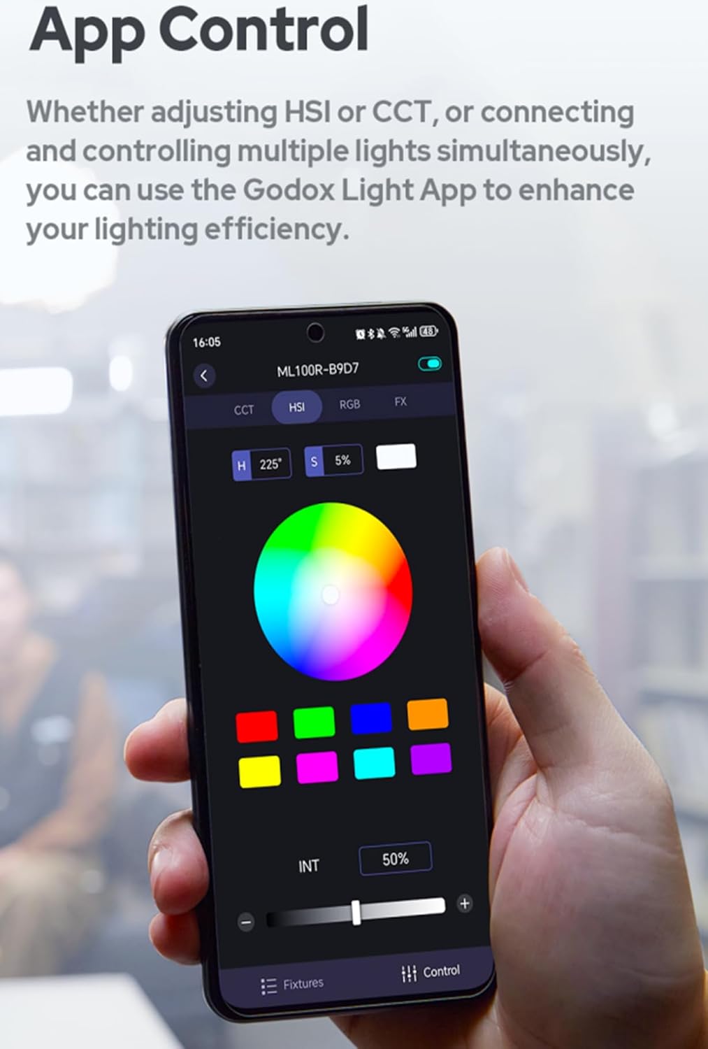 Godox ML100R 110W RGB LED Video Light, with Interchangeable 15° Reflector/1800 - 10000K CCT/14 Cinematic FX Effects/Multiple Power Options/Supports App Control,for Filming/Live Streaming etc. - Letwell