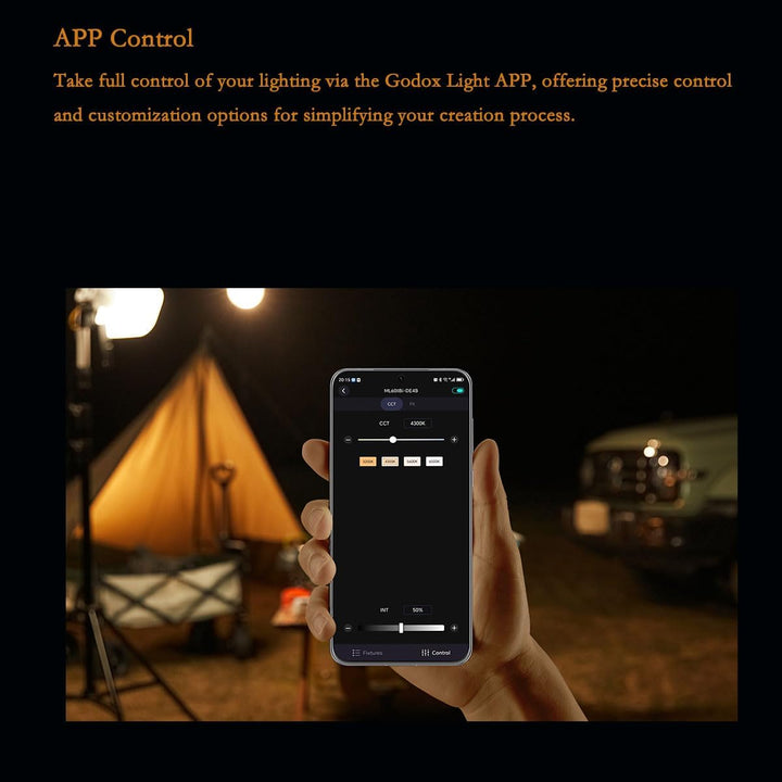 Godox ML60IIBi 70W Bi - Color LED Monolight - Handheld COB LED Video Light, APP Control, 2800K - 6500K CRI 96+/TLCI 97+,Built - in 11 Lighting Effects, with AK - B01 Bracket Handle+NP - F970 Batteries - Letwell