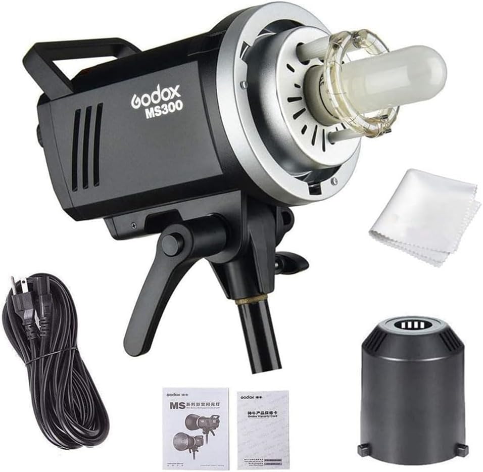 Godox MS300 Studio Strobe 300Ws 110V GN58 5600K Bowens Mount Monolight, Built - in Godox 2.4G Wireless System, 150W Modeling Lamp, Outstanding Output Stability, Anti - Preflash, 1/32 to 1/1 Steps Output - Letwell